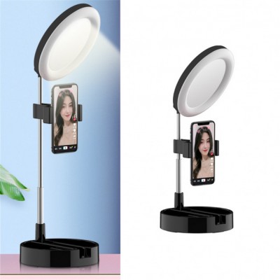 УЦІНКА! Кільцева LED лампа Live Makeup G3 16 см складна настільна з тримачем телефона та дзеркалом УЦІНКА! Кільцева LED лампа Live Makeup G3 16 см складна настільна з тримачем телефона та дзеркалом