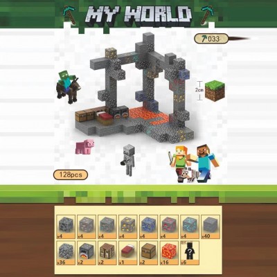 Магнітний конструктор Minecraft Розвідка шахт 128 шт + 6 фігурки Майнкрафт Дитячий конструктор на магнітах Магнітний конструктор Minecraft Розвідка шахт 128 шт + 6 фігурки Майнкрафт Дитячий конструктор на магнітах