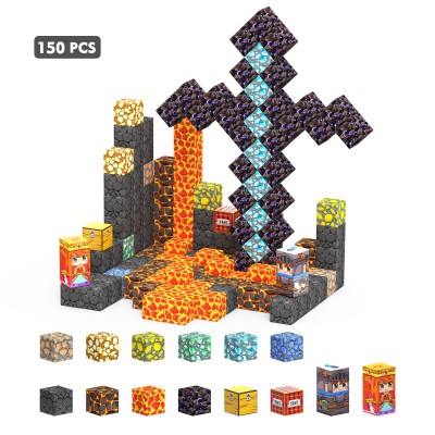 Магнітний конструктор Minecraft Меч на 150 деталей + сумка для зберігання