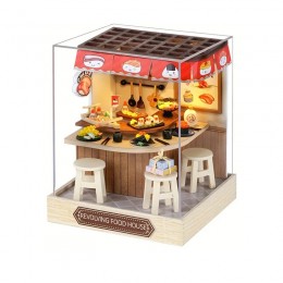 Румбокс Суші-бар Обертовий будинок їжі DIY Revolving Food House Roombox QT-088 Румбокс Суші-бар Обертовий будинок їжі DIY Revolving Food House Roombox QT-088