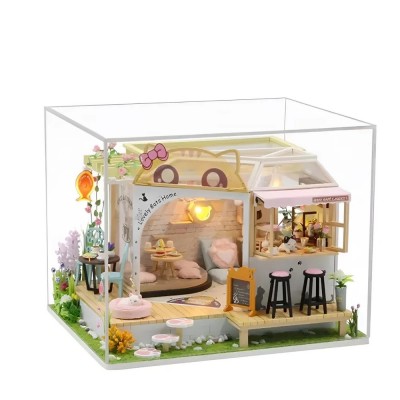 Румбокс Котяче Кафе конструктор DIY Cat Cafe Roombox M2111 + купол