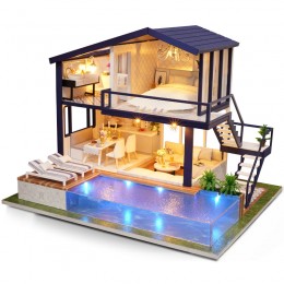 Румбокс Вілла з басейном Інтер'єрний конструктор Cutebee Time Apartment DIY Dollhouse Kit DIY A-066 + музичний механізм Румбокс Вілла з басейном Інтер'єрний конструктор Cutebee Time Apartment DIY Dollhouse Kit DIY A-066 + музичний механізм