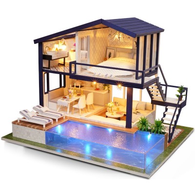 Румбокс Вілла з басейном Інтер'єрний конструктор Cutebee Time Apartment DIY Dollhouse Kit DIY A-066 + музичний механізм Румбокс Вілла з басейном Інтер'єрний конструктор Cutebee Time Apartment DIY Dollhouse Kit DIY A-066 + музичний механізм