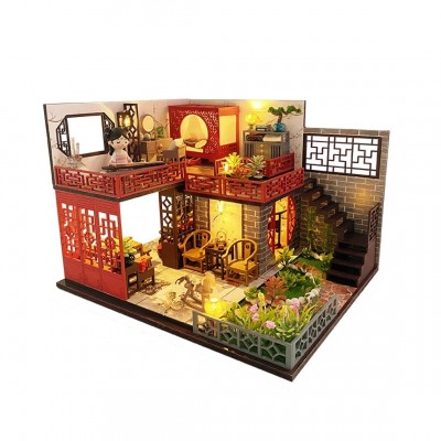 Румбокс Китайська Вілла з квітами DIY House Chinese Villa with Flowers Інтер'єрний конструктор Roombox MD-21 + купол Румбокс Китайська Вілла з квітами DIY House Chinese Villa with Flowers Інтер'єрний конструктор Roombox MD-21 + купол