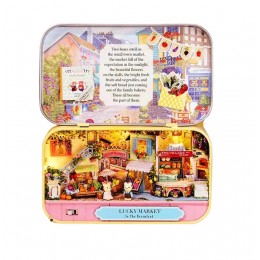 Міні румбокс у металевій скринці Мініатюрний ринок Lucky Market Box Theatre DIY Dollhouse Kit Q-008 Міні румбокс у металевій скринці Мініатюрний ринок Lucky Market Box Theatre DIY Dollhouse Kit Q-008