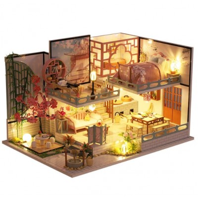Румбокс Сад квітучої сакури Roombox Blooming Sakura Garden DIY Miniature House Інтер'єрний конструктор M032 + купол