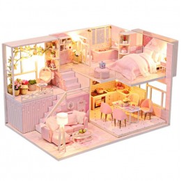 Румбокс Рожевий будиночок Солодка історія DIY House Roombox Sweet Story Інтер'єрний конструктор M035 + купол Румбокс Рожевий будиночок Солодка історія DIY House Roombox Sweet Story Інтер'єрний конструктор M035 + купол