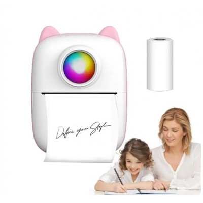 Портативний міні принтер Bluetooth для смартфона Mini Printer X2 Рожевий