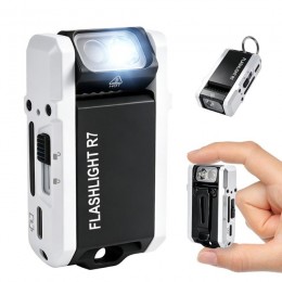 Ліхтарик Boruit R7 акумуляторний USB Type-C, 800 лм, RGB-підсвічування, магніт, кліпса, поворотна головка White