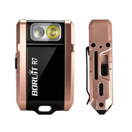 Ліхтарик Boruit R7 акумуляторний USB Type-C, 800 лм, RGB-підсвічування, магніт, кліпса, поворотна головка Bronze