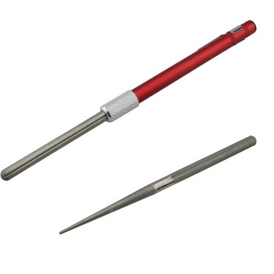 Точилка для ножів кишенькова алмазна комплект ручка для ножів, ножниць та гачків 2 стержні Червона