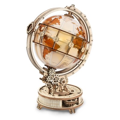Конструктор 3D дерев'яний глобус ROKR Luminous Globe ST003D (Electric Version) з LED-підсвічуванням, 185 деталей