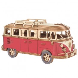 Конструктор Robotime 3D дерев'яний пазл модель Комбі Кемпервен ROKR Kombi Campervan DG-Q701 Червоний