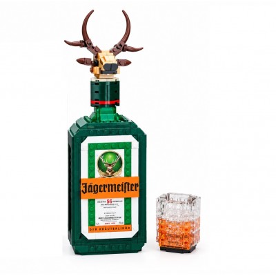 Конструктор 3D пляшка лікеру Єгермейстер Jägermeister з оленем та рюмкою 397 деталей