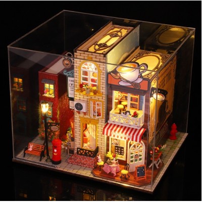 Бук Нук Кав'ярня Book Nook Coffee Slow Time Румбокс DIY House ES-007 + купол Бук Нук Кав'ярня Book Nook Coffee Slow Time Румбокс DIY House ES-007 + купол